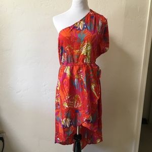 Tropical Print Dress- One Shoulder